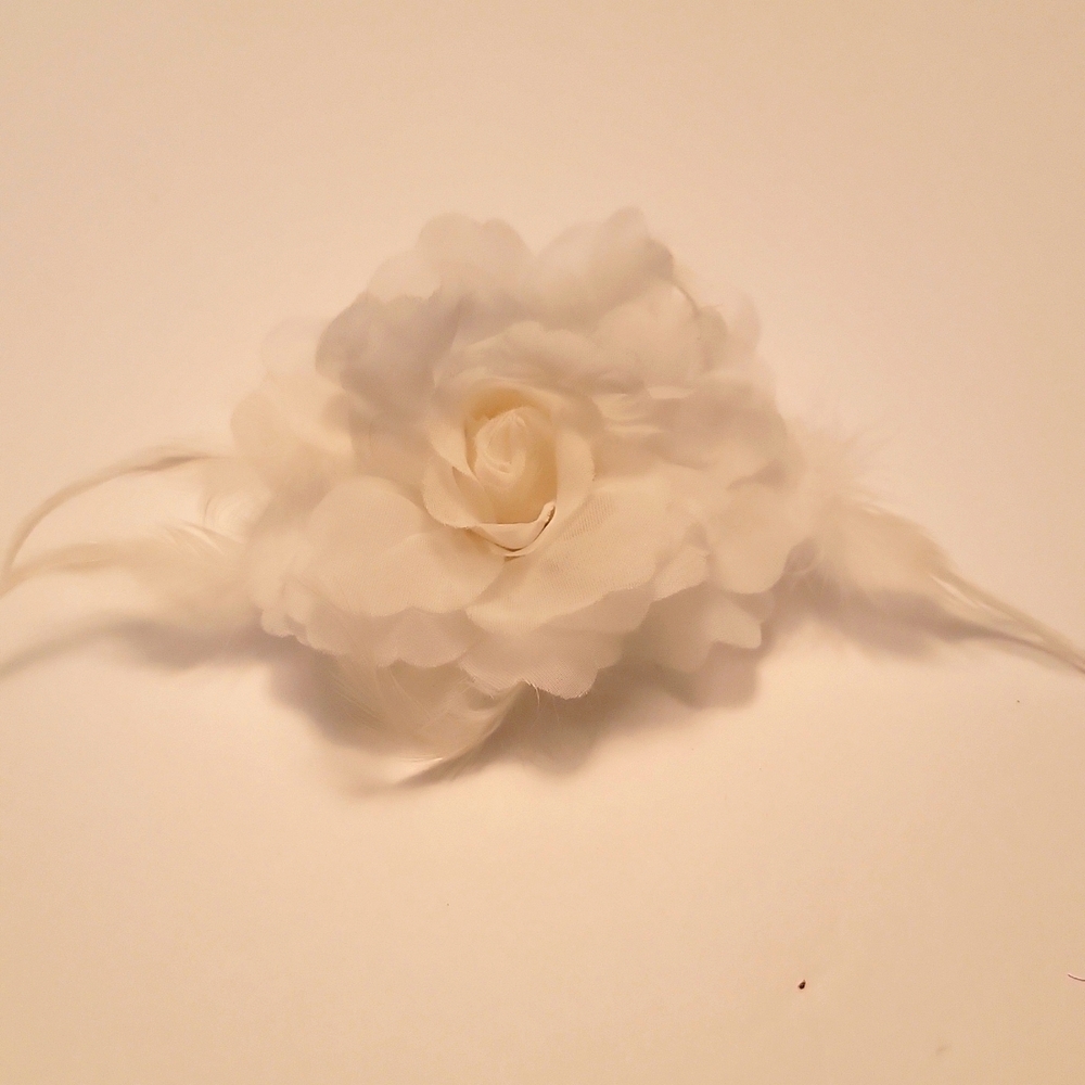 Fabric Flower Pin Brooch Hair Clip White